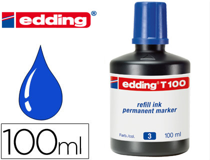 Tinta rotulador edding T-100 azul frasco de 100ml.